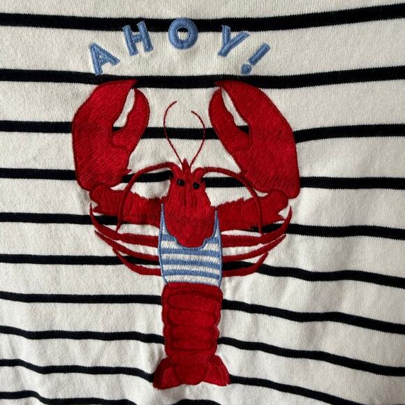 Talbots white black stripe lobster sweater size L - Picture 4 of 9